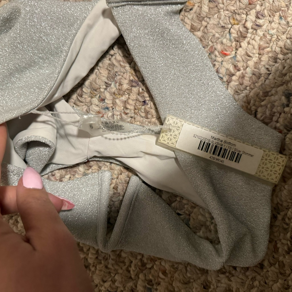 NWT Devon Windsor Martha Swim Bottoms in Silver Shimmer- Size XS - Picture 5 of 6